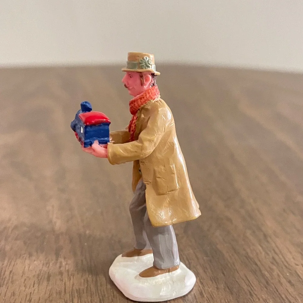 Lemax Victorian Man Brown Coat Toy Train Present Gift Christmas Village Figurine